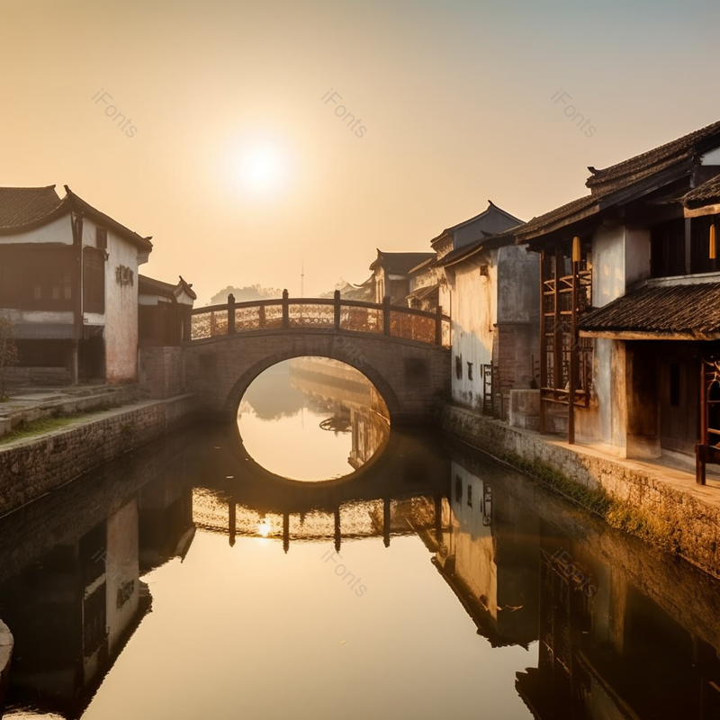 传统的古镇湖面上的拱桥建筑背景,高清,摄影图,摄影图片,图片大全,摄影图免费下载